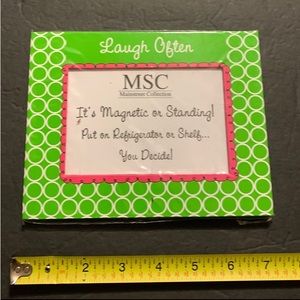 New Magnetic or Standing photo frame Laugh Often green circles